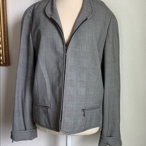 Carlisle houndstooth plaid wool zip jacket